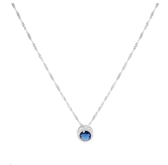 Collar de Plata  Punto de Luz Tambor Azul 